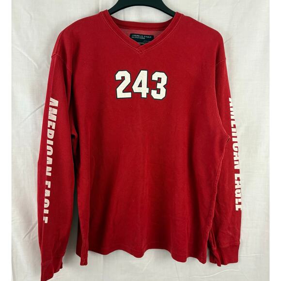 American Eagle Y2K AE77 Performance Long Sleeve V-Neck Tee Large - Picture 1 of 5